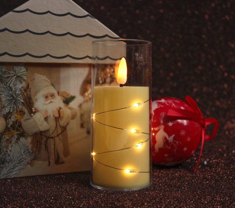 210-LEDLZ/779 Новогодний фонарик свеча с подсветкой 10см 1/12