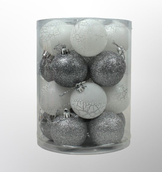 210-6020/04 Набор шары новогодние Серебро микс D 5,5 см шара 20шт/упак